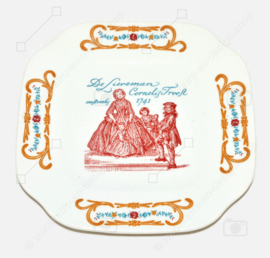 Six assiettes à gâteaux vintage de Boch Lavière, fabriquées en Belgique avec des images Cornelis Troost