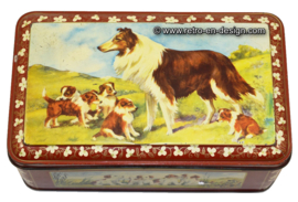 Vintage Blechdose mit bilder von ein Schottischer Collie (Lassie)