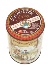 Vintage tin for cocoa by Van Houten with nostalgic images