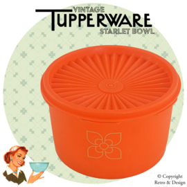 Tupperware Starlet Bowl Naranja con Tapa en Forma de Estrella - Bol Vintage (Ø12 cm, H8 cm)