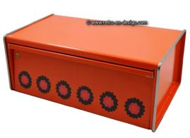 Vintage orange Brabantia bread bin, Patrice pattern