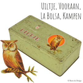 Vintage sigarenblik “Uiltje, Vooraan, La Bolsa, Kampen …”