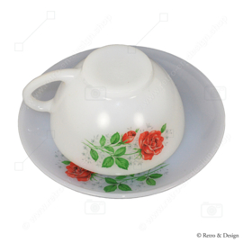 Tasse et soucoupe Arcopal France, motif Rose de France