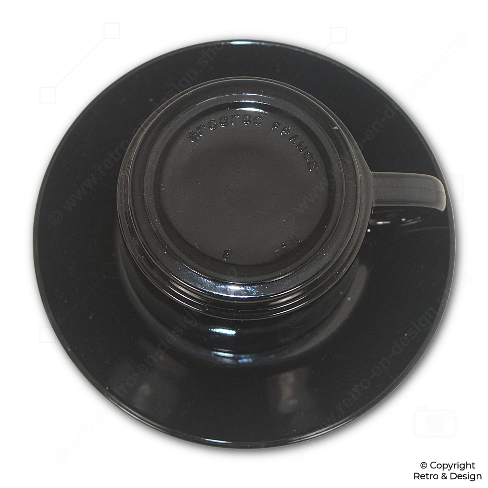 Schwarzes Espressoset von Arcoroc France – Originalklassiker der 1980er (7 Tassen mit Untertassen)