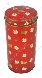 Boîte à biscottes vintage rouge pour ARK avec fleurs, papillons et étoiles