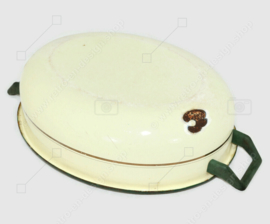 Brocante oval enamel dish basin or "washing-up bowl"  with bakelite handles made by BK