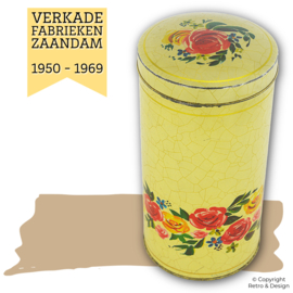 Boîte à Biscuits Vintage Verkade 1950–1969 – Craquelé Doré & Motif Rose, Objet de Collection