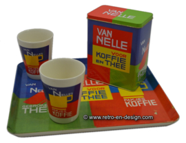 Retro Van Nelle Bandeja de servicio con estaño y tazas de café