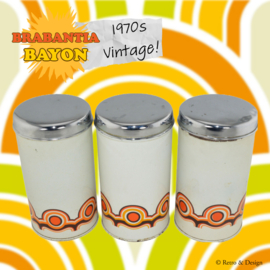 Set von drei Vintage Brabantia Zwieback- oder Keksdosen, Bayon-Muster