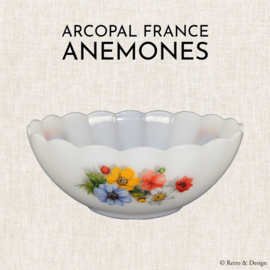 Vintage Vintage überbackene Schüssel mit Blumenmuster "Anemones" von Arcopal France Ø 20,5 cm