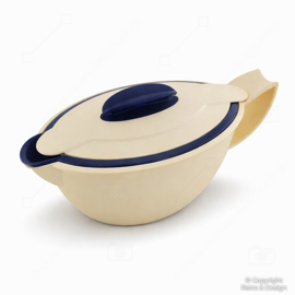 Salsera Tupperware Iso Duo Vintage 550 ml – Cuenco Isotérmico para Salsa / Gravy – Blanco Marfil Azul Oscuro