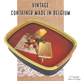"¡Encantadora lata de galletas belga vintage con naturaleza muerta: Un elegante viaje en el tiempo a los años 1960-1970!