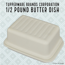 Plato de mantequilla Tupperware vintage blanco crema, plato de mantequilla de 1/2 libra