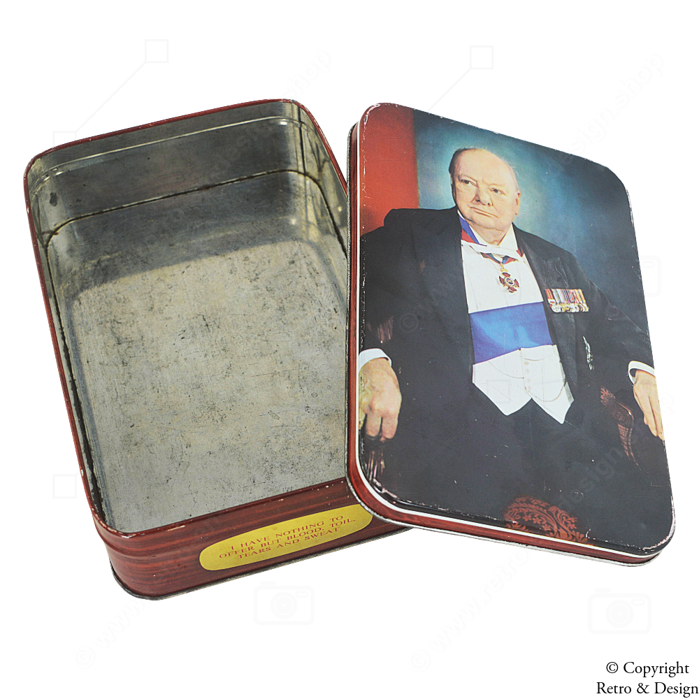 Lata vintage con retrato de Churchill – ELKES, circa 1920–1970