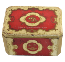 Vintage oosters blikje in rood met gouden details