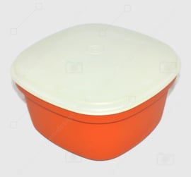 Vintage Tupperware Multi-Server in creamy orange-brown and white lid, 1973