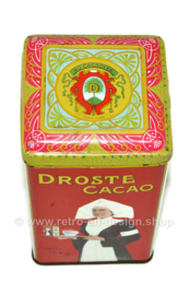 Vintage Droste Hollands cacaoblik met rechte letters en verpleegster, netto 1/2 KG