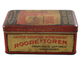 Vintage Blechdose in Rot, Schwarz & Weiß für LIEFTINCK'S Groninger Tooren Tabak