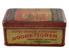 Boîte vintage en rouge, noir et blanc pour LIEFTINCK'S Groninger Tooren Tabak