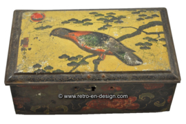 Vintage Chinees, Oosters theeblik met vogel