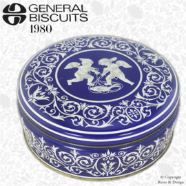 Boîte à biscuits vintage avec chérubins – General Biscuits, 1980