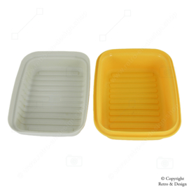 "Vintage Tupperware Cracker Server - Ein stilvoller nostalgischer Look in Gelb und Weiß!"