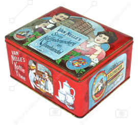 Boîte carrée rouge vintage du torréfacteur à vapeur et du commerce du thé de Van Nelle