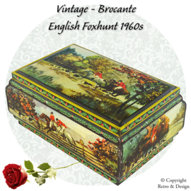Lata Vintage con Escena de Caza de Zorros Inglesa – Práctica y Decorativa