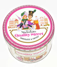 Lata grande y redonda de dulces de 1985/1986 para Quality Street de Mackintosh