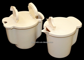 Retro vintage Tupperware Melk en suiker, beige