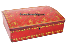 Rood vintage blik met heraldieke symbolen