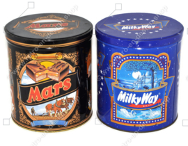 Juego de dos latas de almacenamiento vintage o latas de dulces para Mars y MilkyWay