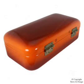 Antique Enamel Bread Box in Light Brown/Orange
