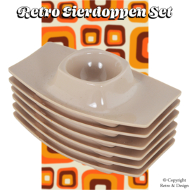 Ensemble de 6 Coquetiers Rétro en Plastique avec Rebord pour Coquilles - Beige