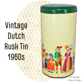 Discover the Past with this Colorful Vintage Biscuit Tin Featuring Traditional Attire!