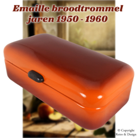 Antiker Emaille-Brotkasten in Hellbraun/Orange