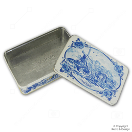 Vintage Verkade Tin (1982) – Dutch Windmill in Delft Blue