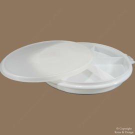 Tupperware Vintage "Susan" Plat à Partys – 6 Compartiments, avec Poignée et Couvercle (Ø 33 cm)
