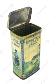 Rectangular cocoa tin 'Kwatta's Olanda Cacao', 1900-1925 for 1 kg KWATTA cocoa with Delft blue tile tableau​