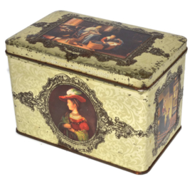 Vintage tin with images of old master paintings