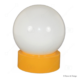 Vintage glass ball lamp or ceiling lamp with a yellow base, 1970s