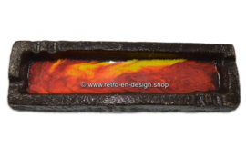 Vintage Steingut Aschenbecher mit Lava Glasur Finish in rot, orange, gelb