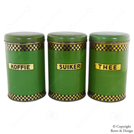 Ensemble de Boîtes de Rangement pour Café, Sucre et Thé : Charme Vintage des Années 1950-1960