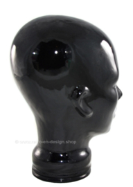 Vintage hoofd of kop van zwart glas uit de jaren 70