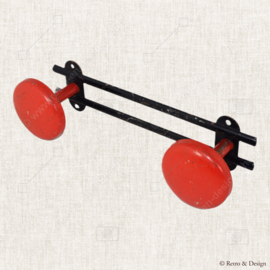Wall coat rack in lacquered metal with round hooks, French made from the 1950s - 1960s