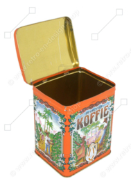 Vintage tin for ground coffee from De Gruyter, orange