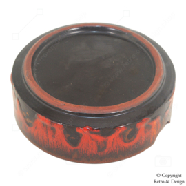 Cendrier en poterie Lava rétro – Émaillé rouge et brun des années 60/70