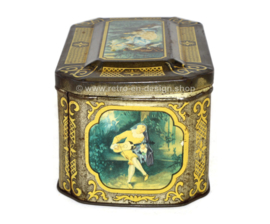 Caja de hojalata vintage con escenas románticas para el té De Gruyter