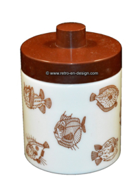 Opaline pot for mocha coffee. Saltwater or marine fish, brown lid