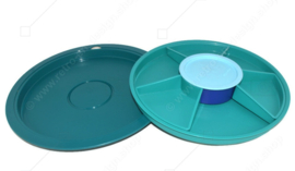 Tupperware Preludio serveerschaal of hapjesschaal zes-vaks, Groen/blauw